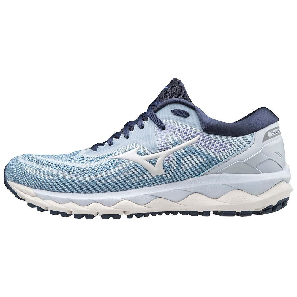 Mizuno Women's Wave Sky 4 Running Shoes White/Indigo (J1GD200213-YKG)